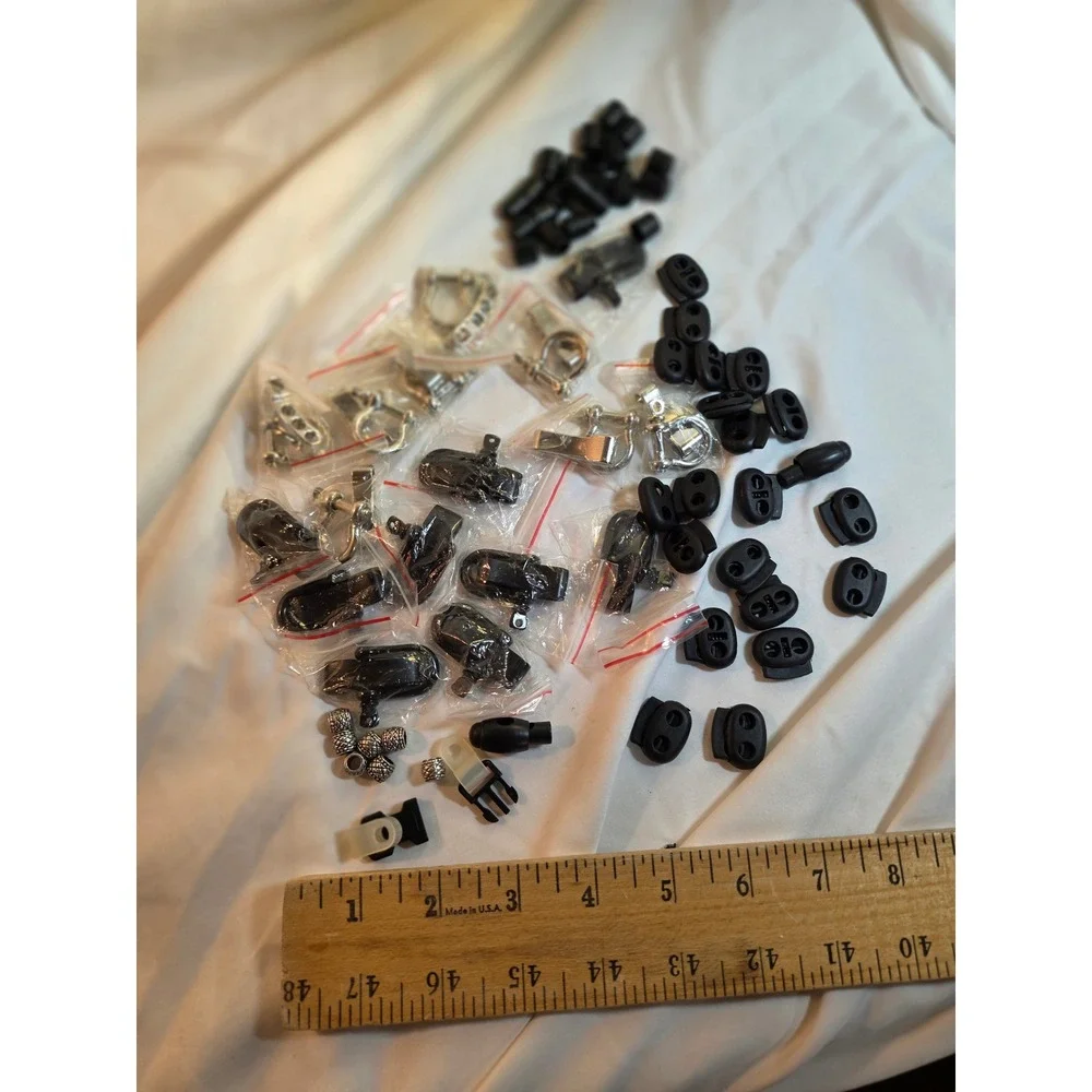 Paracord Hardware Lot Cord Locks Metal Shackles Buckles Beads Black Silver DIY